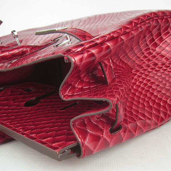 High Quality Fake Hermes Birkin 35CM Fish Veins Leather Bag Red 6089